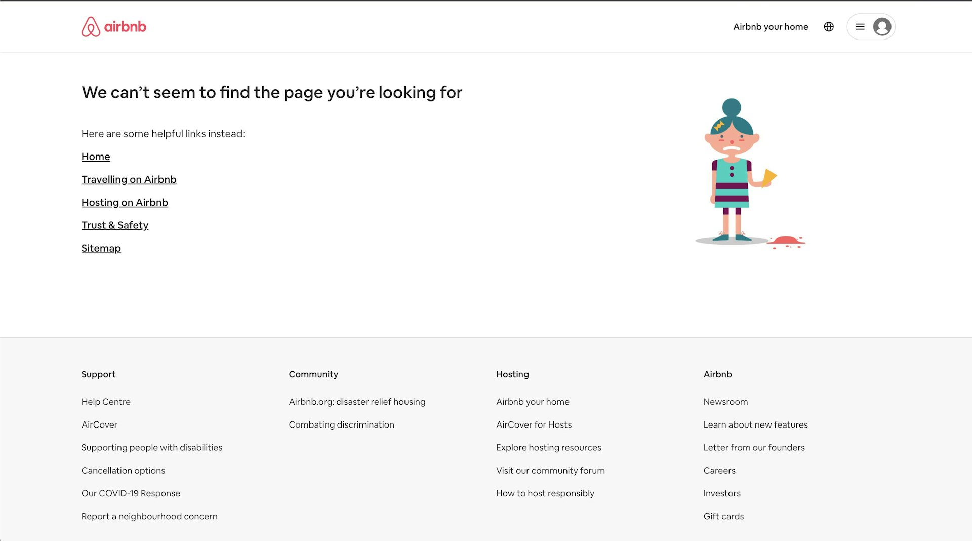 Airbnb 404 page example