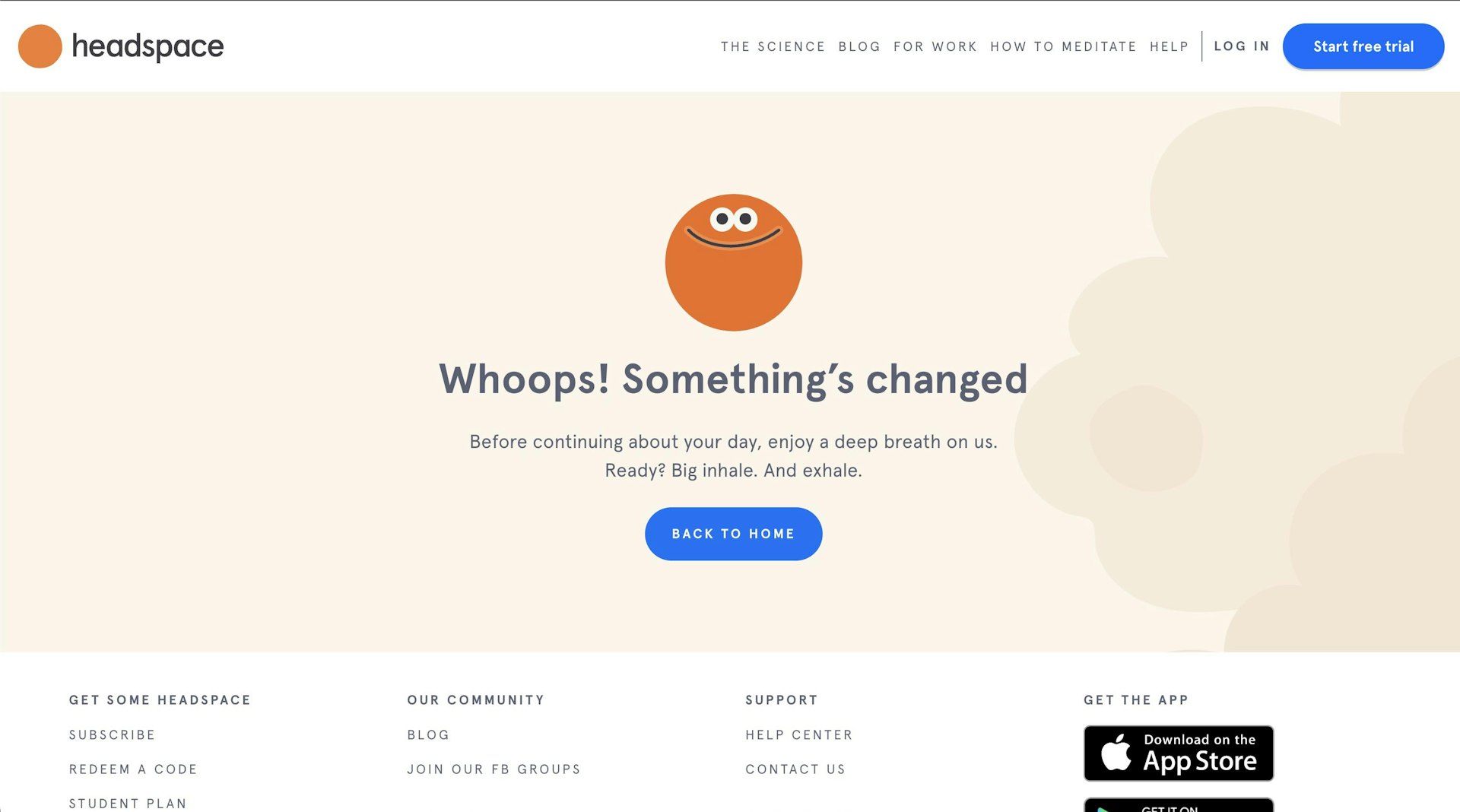 Headspace 404 page example